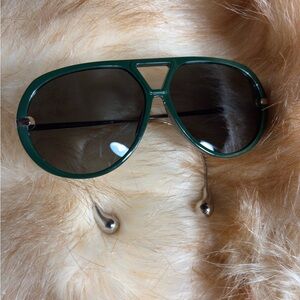 🇮🇹 Bottega Veneta BV1273S Drop Aviator Sunglasses (Dark Green/Grey)